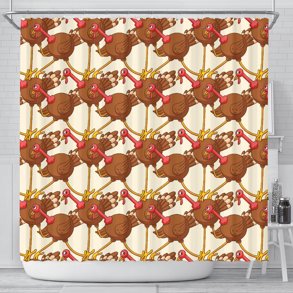 Turkey Thankgiving Pattern Print Bathroom Shower Curtain-grizzshop