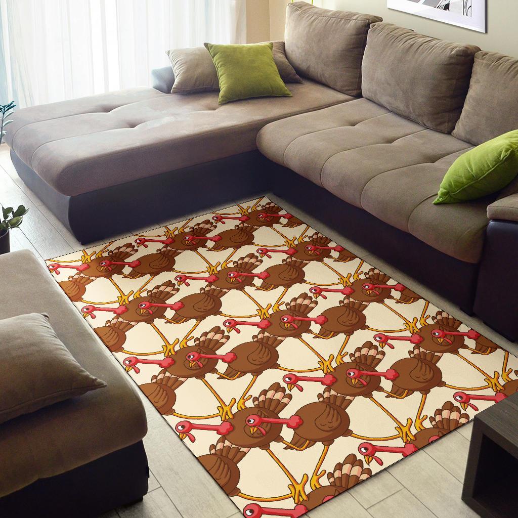 Turkey Thankgiving Pattern Print Floor Mat-grizzshop