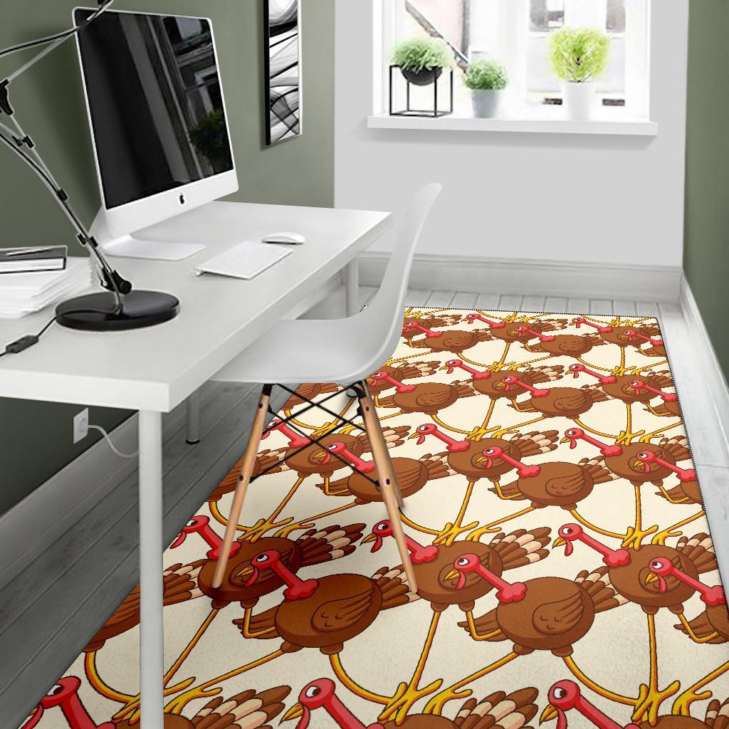 Turkey Thankgiving Pattern Print Floor Mat-grizzshop