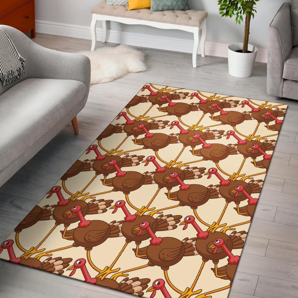 Turkey Thankgiving Pattern Print Floor Mat-grizzshop