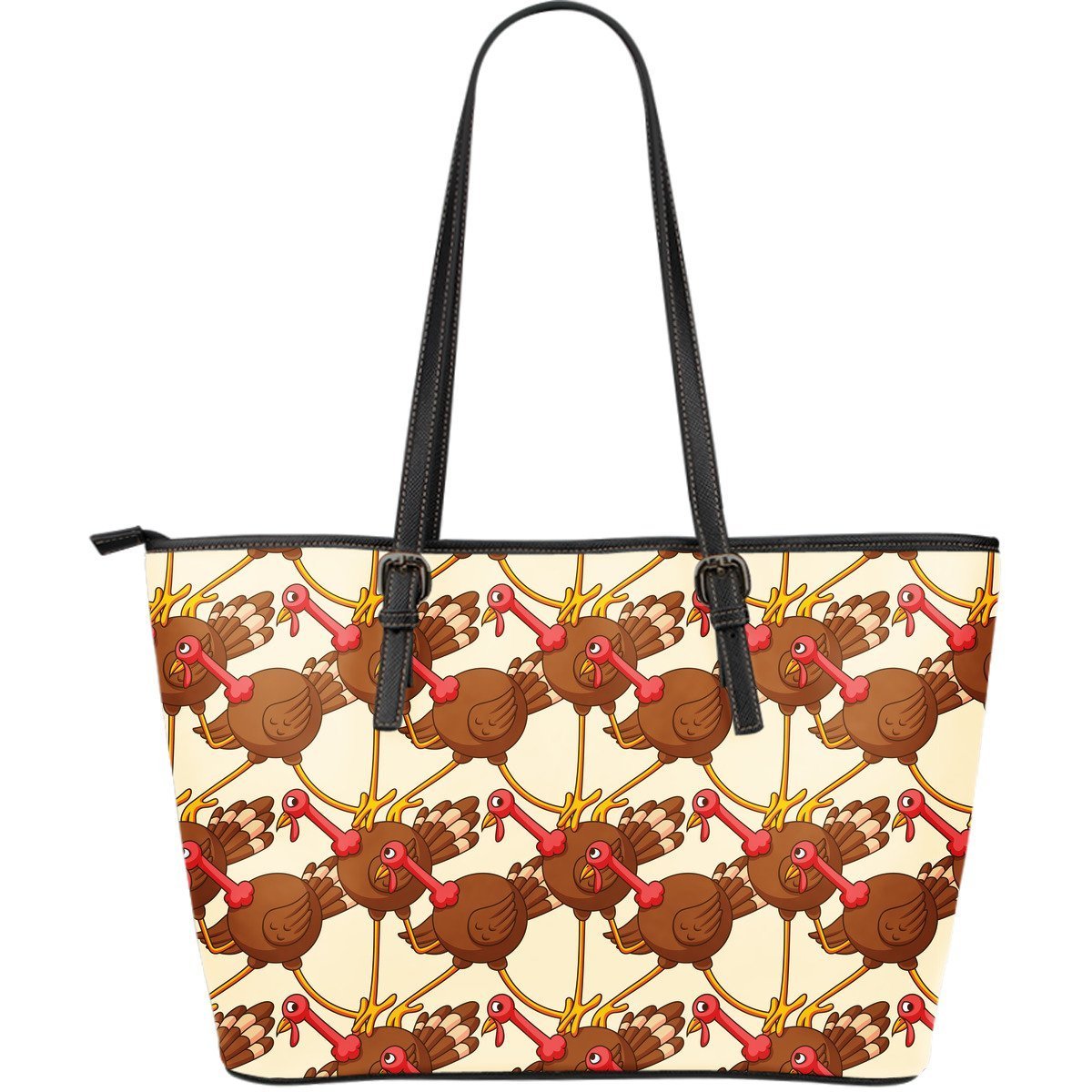 Turkey Thankgiving Pattern Print Leather Tote Bag-grizzshop