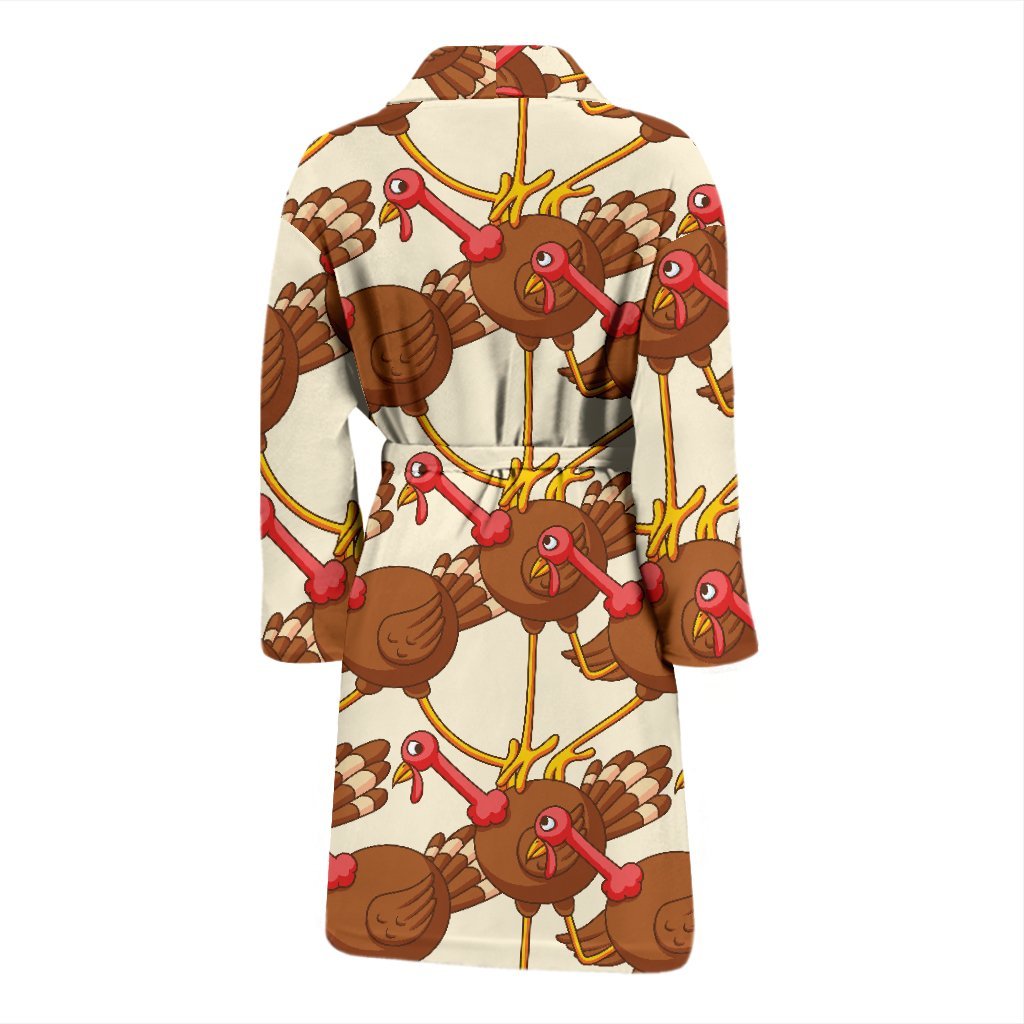 Turkey Thankgiving Pattern Print Men Long Robe-grizzshop