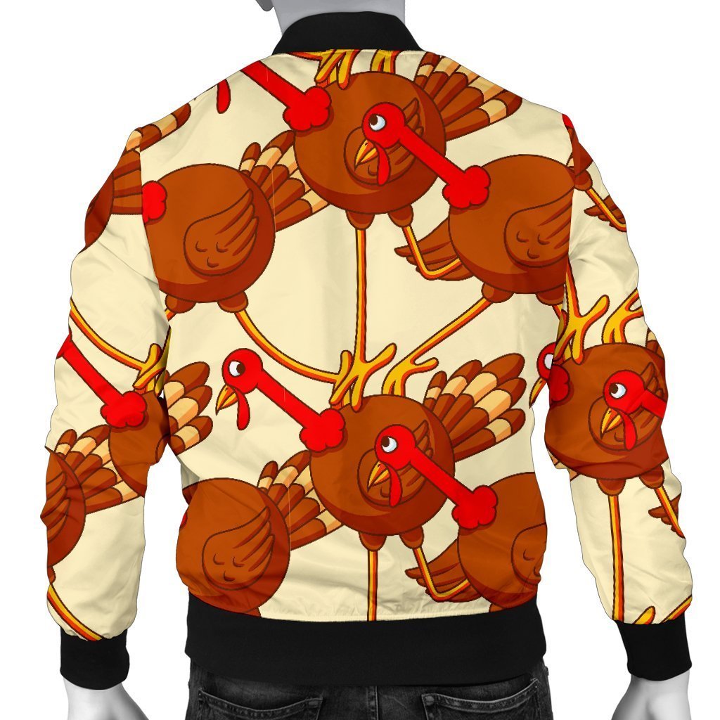 Turkey Thankgiving Pattern Print Men's Bomber Jacket-grizzshop