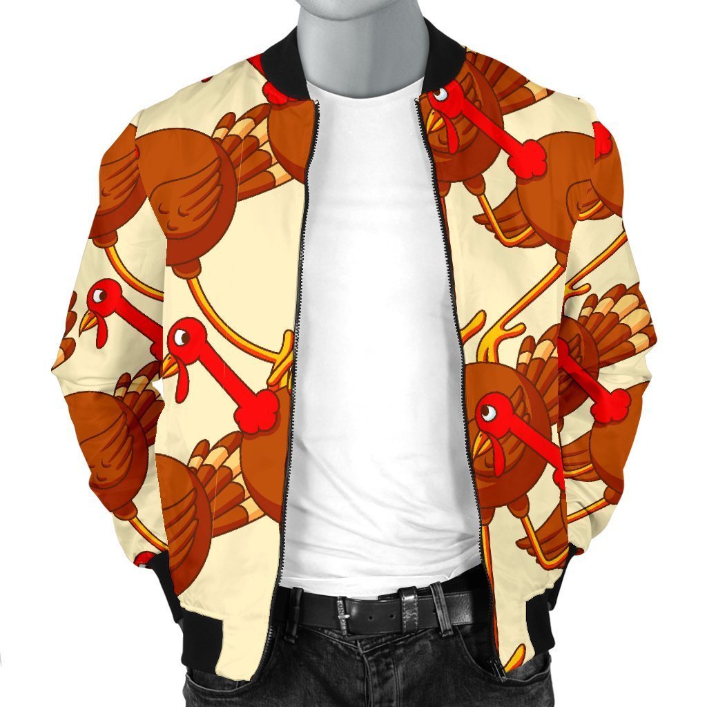 Turkey Thankgiving Pattern Print Men's Bomber Jacket-grizzshop