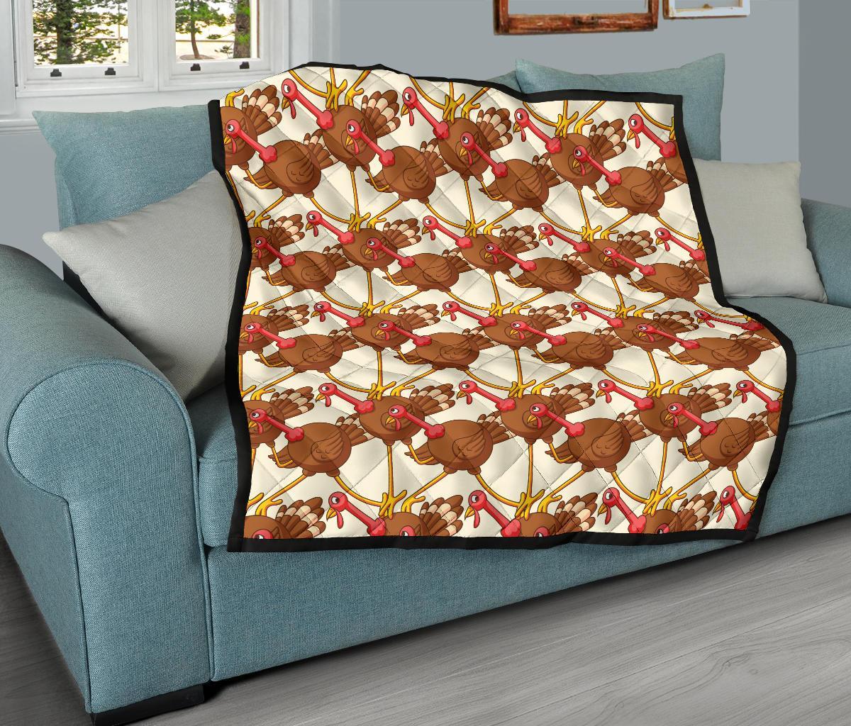 Turkey Thankgiving Pattern Print Quilt-grizzshop