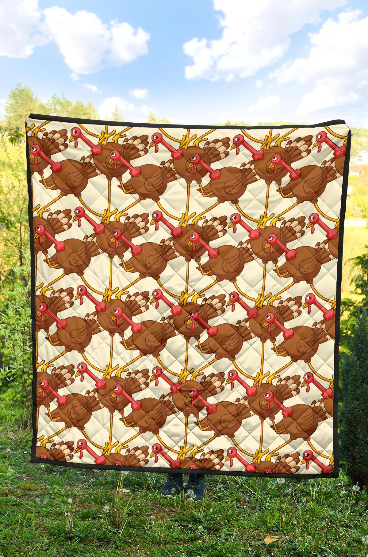 Turkey Thankgiving Pattern Print Quilt-grizzshop