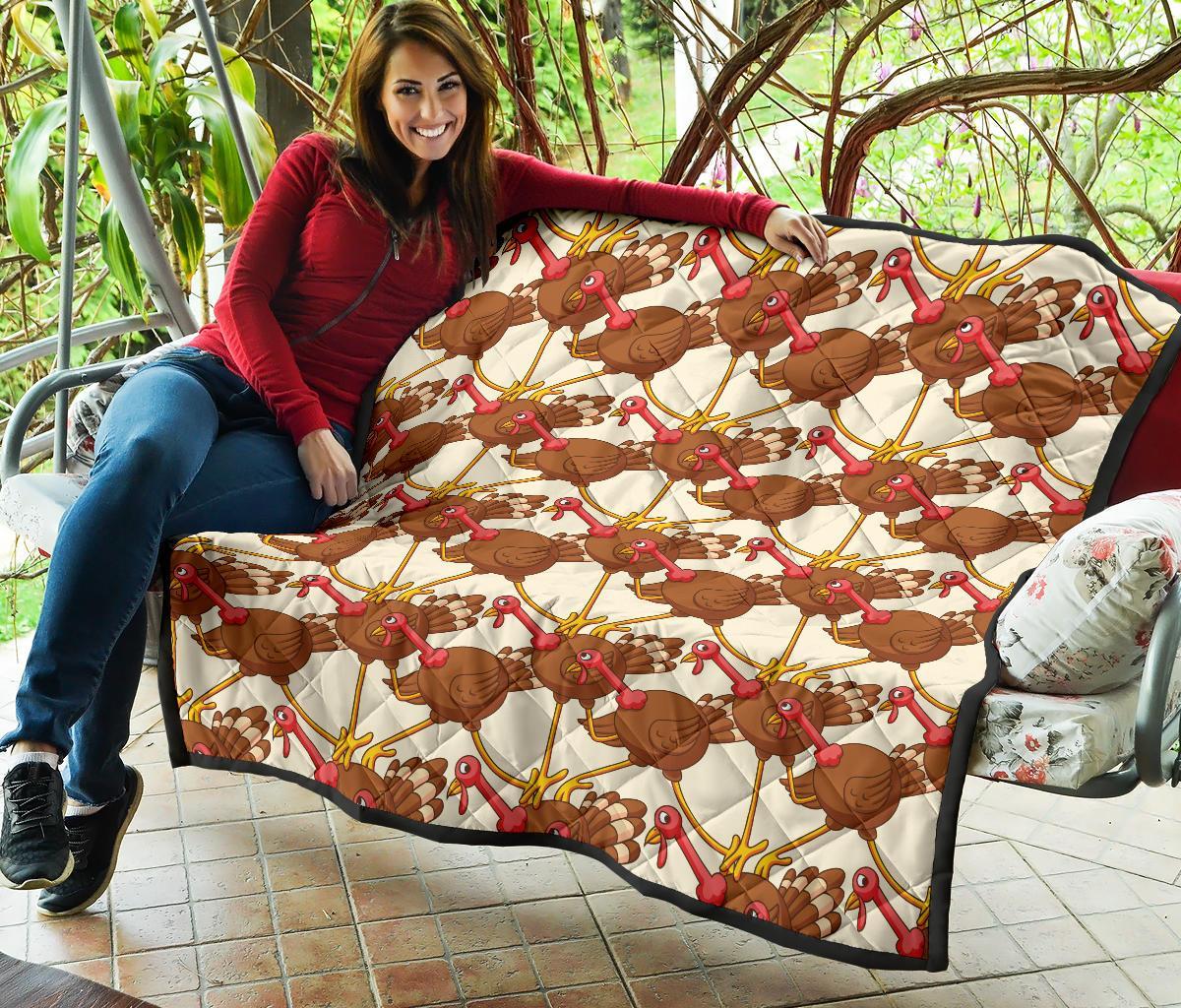 Turkey Thankgiving Pattern Print Quilt-grizzshop