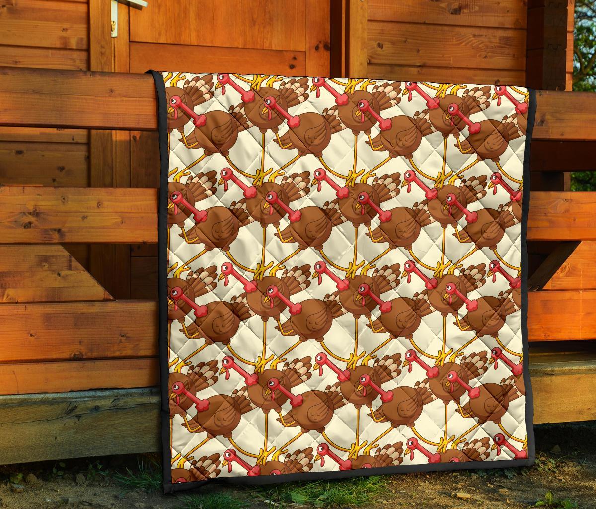 Turkey Thankgiving Pattern Print Quilt-grizzshop