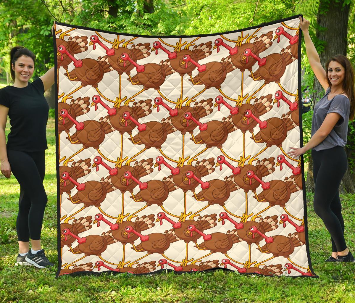 Turkey Thankgiving Pattern Print Quilt-grizzshop