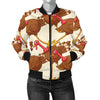 Turkey Thankgiving Pattern Print Women Casual Bomber Jacket-grizzshop