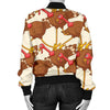 Turkey Thankgiving Pattern Print Women Casual Bomber Jacket-grizzshop