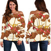 Turkey Thankgiving Pattern Print Women Off Shoulder Sweatshirt-grizzshop