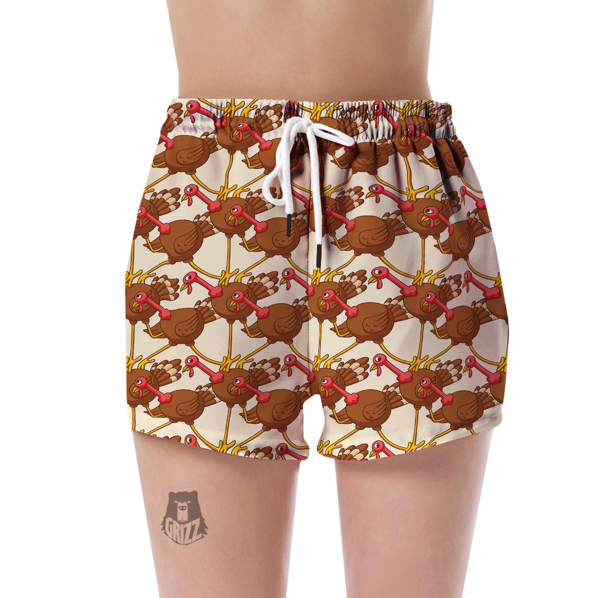 Turkey Thankgiving Pattern Print Women's Shorts-grizzshop