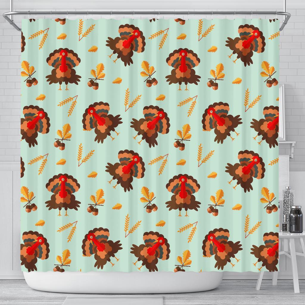 Turkey Thankgiving Print Pattern Bathroom Shower Curtain-grizzshop