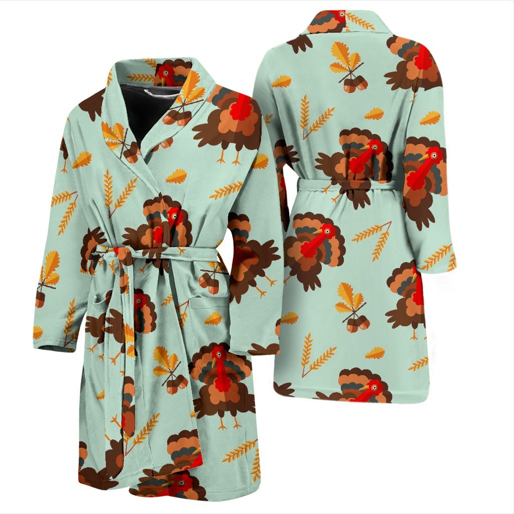 Turkey Thankgiving Print Pattern Men Long Robe-grizzshop