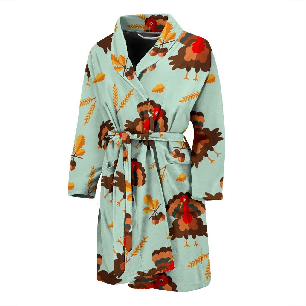 Turkey Thankgiving Print Pattern Men Long Robe-grizzshop