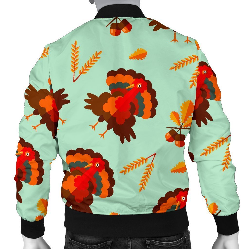 Turkey Thankgiving Print Pattern Men's Bomber Jacket-grizzshop