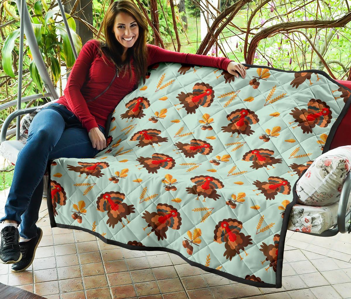 Turkey Thankgiving Print Pattern Quilt-grizzshop