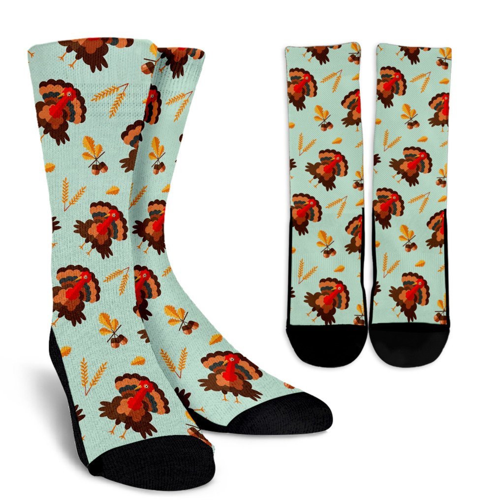 Turkey Thankgiving Print Pattern Unisex Crew Socks-grizzshop