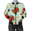 Turkey Thankgiving Print Pattern Women Casual Bomber Jacket-grizzshop