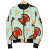 Turkey Thankgiving Print Pattern Women Casual Bomber Jacket-grizzshop