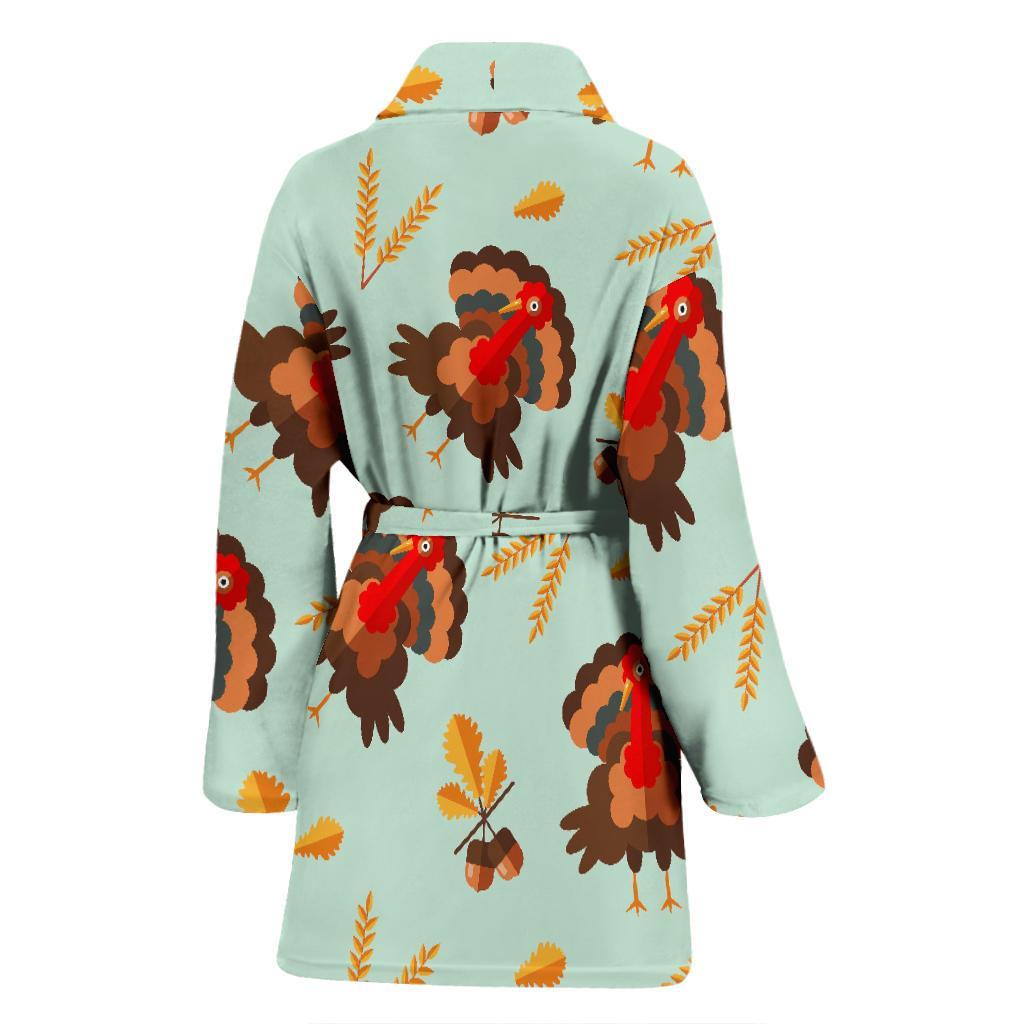 Turkey Thankgiving Print Pattern Women Long Robe-grizzshop
