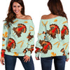 Turkey Thankgiving Print Pattern Women Off Shoulder Sweatshirt-grizzshop