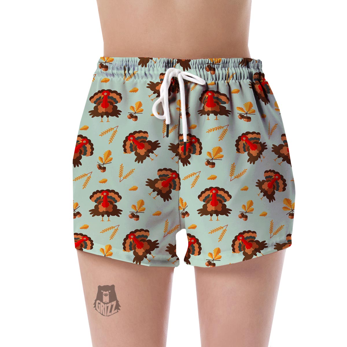 Turkey Thankgiving Print Pattern Women's Shorts-grizzshop