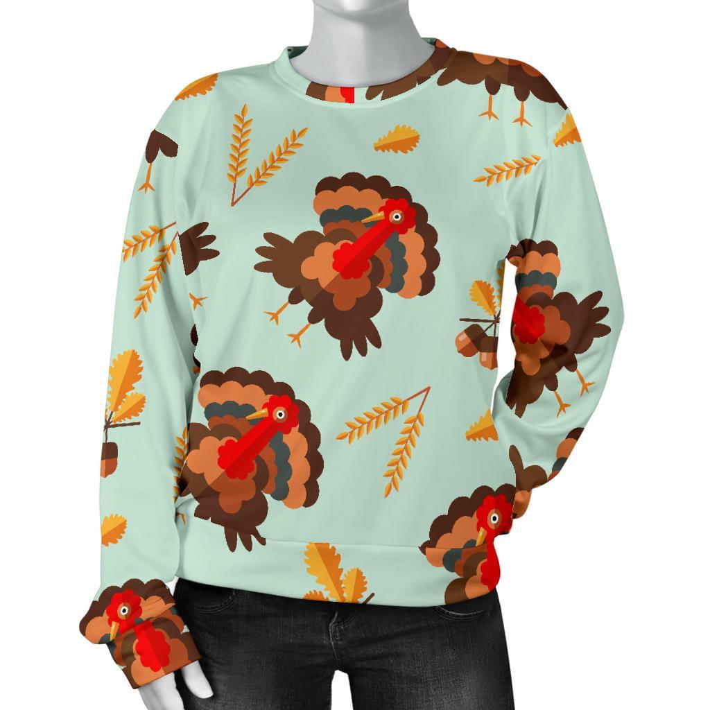 Turkey Thankgiving Print Pattern Women's Sweatshirt-grizzshop