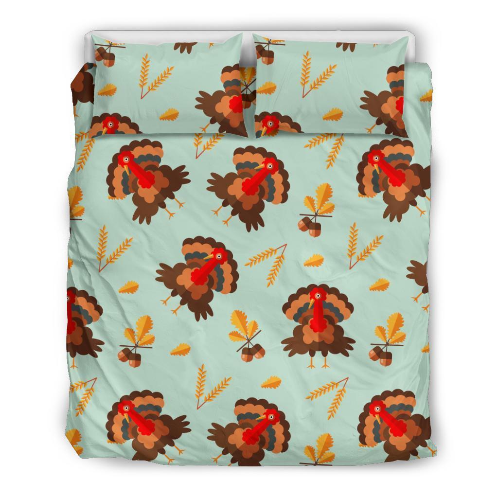 Turkey Thankgiving Print Pattern Duvet Cover Bedding Set-grizzshop