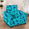 Turquoise Bubble Butterfly Print Armchair Cover-grizzshop