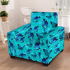 Turquoise Bubble Butterfly Print Armchair Cover-grizzshop