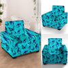 Turquoise Bubble Butterfly Print Armchair Cover-grizzshop