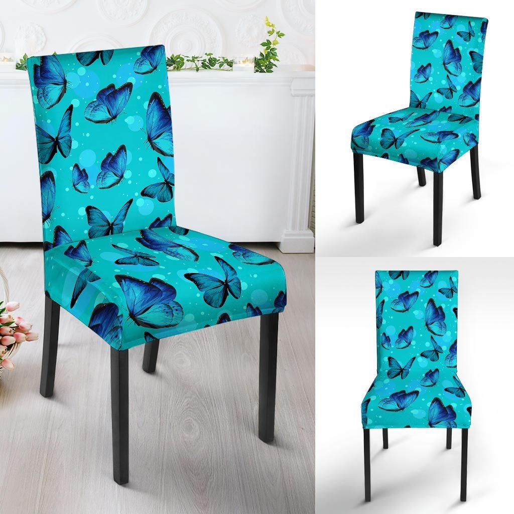 Turquoise Bubble Butterfly Print Chair Cover-grizzshop