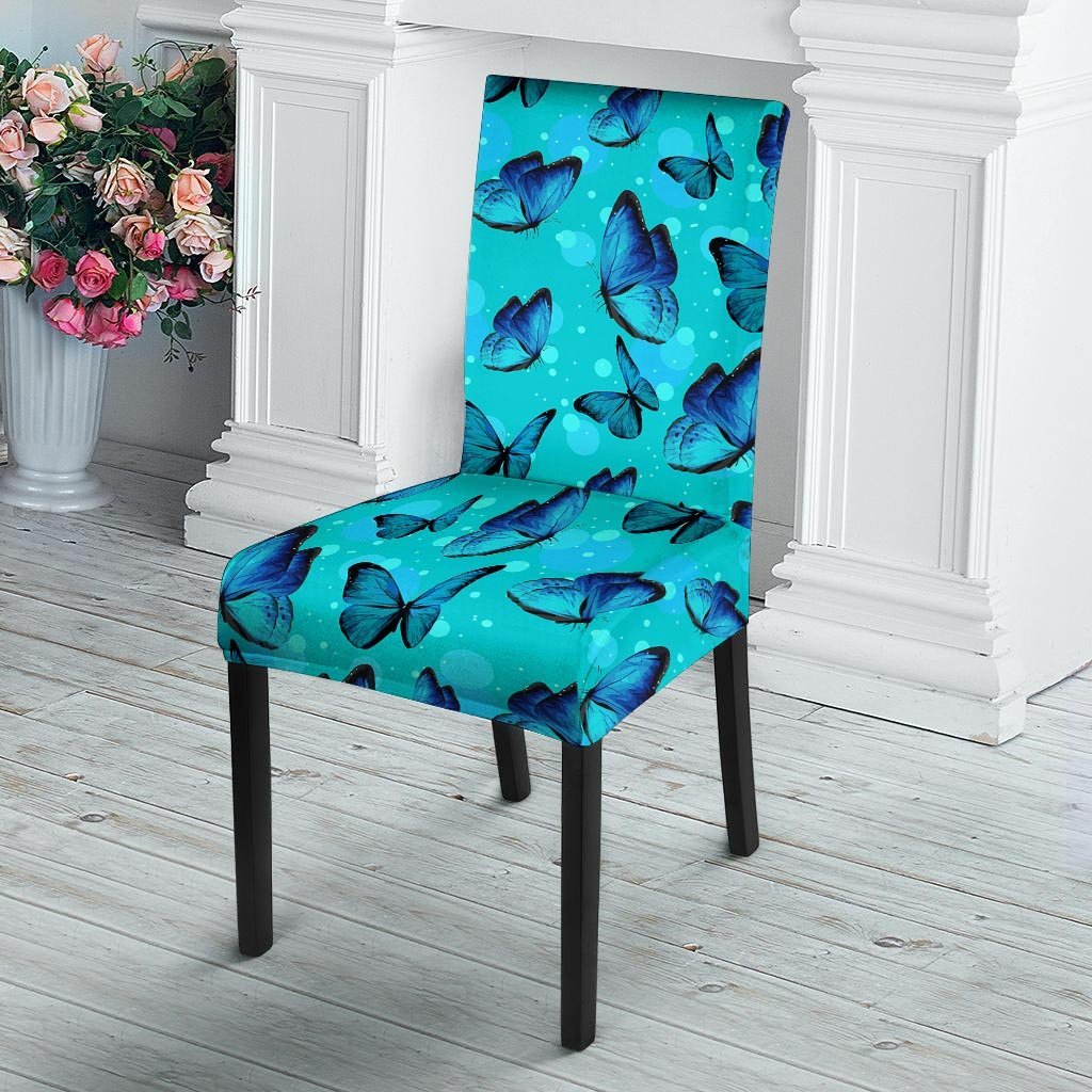 Turquoise Bubble Butterfly Print Chair Cover-grizzshop