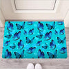 Turquoise Bubble Butterfly Print Door Mat-grizzshop