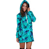 Turquoise Bubble Butterfly Print Hoodie Dress-grizzshop