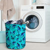 Turquoise Bubble Butterfly Print Laundry Basket-grizzshop