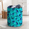 Turquoise Bubble Butterfly Print Laundry Basket-grizzshop