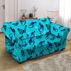 Turquoise Bubble Butterfly Print Loveseat Cover-grizzshop