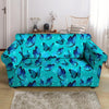 Turquoise Bubble Butterfly Print Loveseat Cover-grizzshop