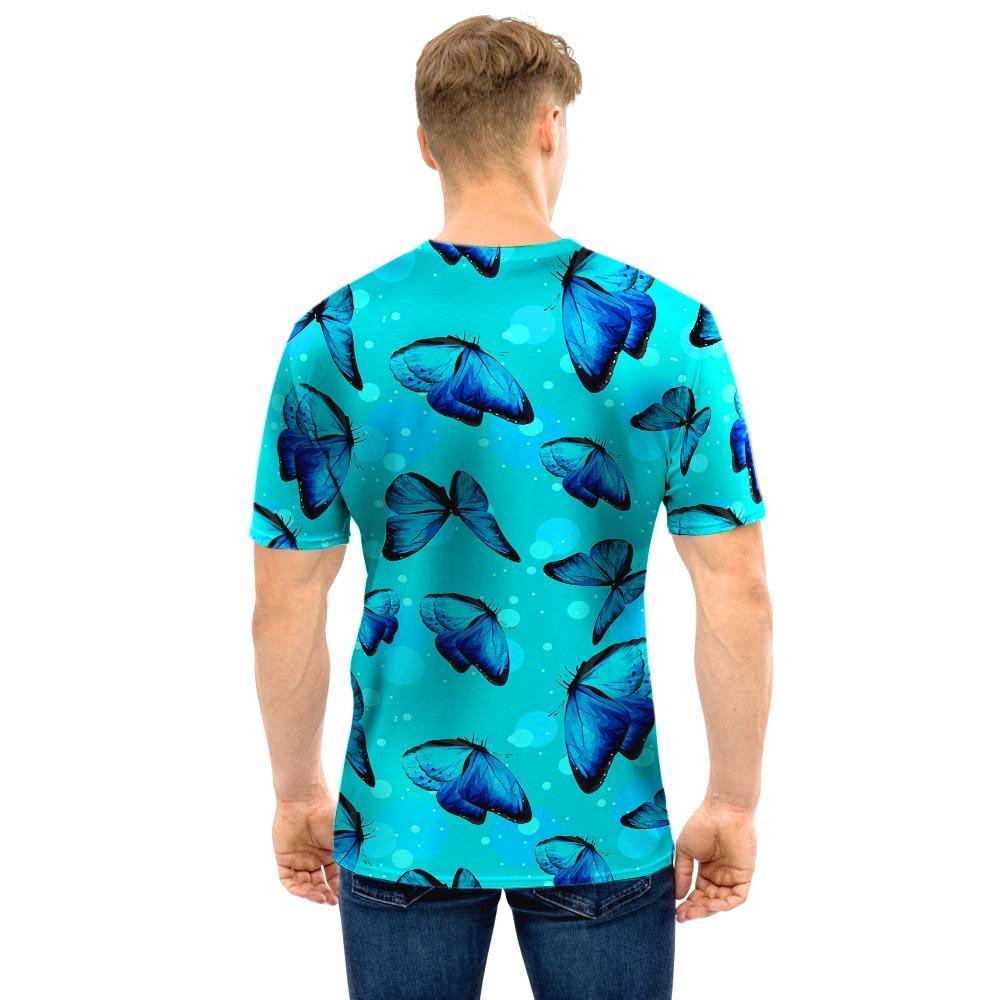 Turquoise Bubble Butterfly Print Men T Shirt-grizzshop