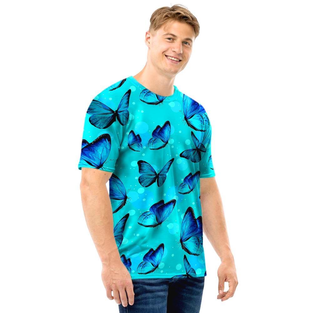 Turquoise Bubble Butterfly Print Men T Shirt-grizzshop