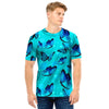 Turquoise Bubble Butterfly Print Men T Shirt-grizzshop