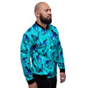 Turquoise Bubble Butterfly Print Men's Bomber Jacket-grizzshop