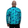 Turquoise Bubble Butterfly Print Men's Bomber Jacket-grizzshop