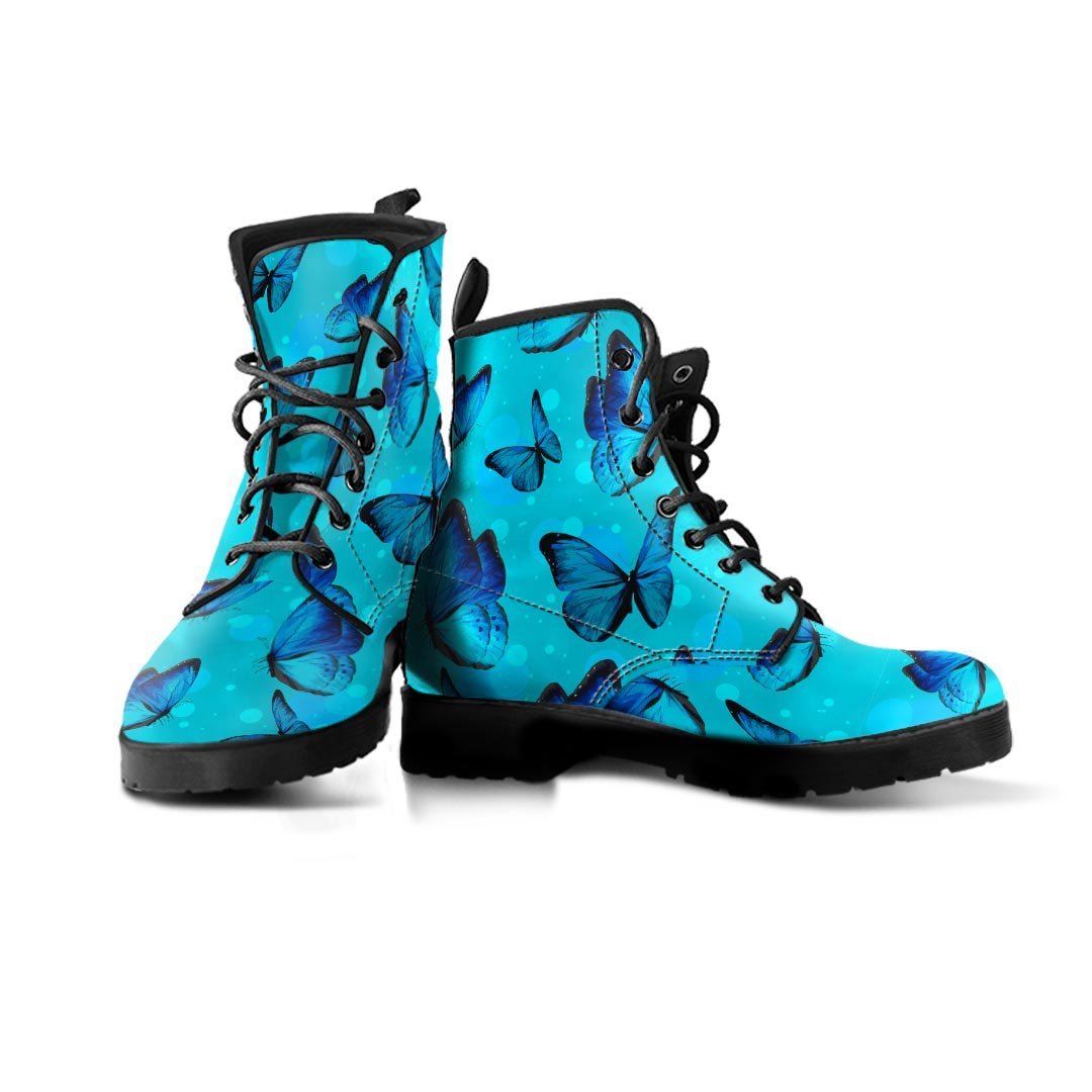 Turquoise Bubble Butterfly Print Men's Boots-grizzshop