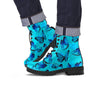 Turquoise Bubble Butterfly Print Men's Boots-grizzshop