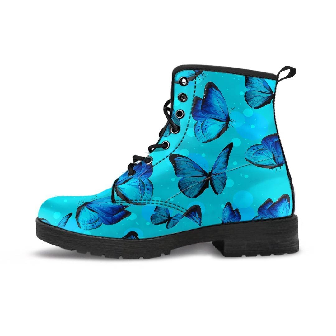 Turquoise Bubble Butterfly Print Men's Boots-grizzshop