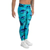 Turquoise Bubble Butterfly Print Men's Leggings-grizzshop